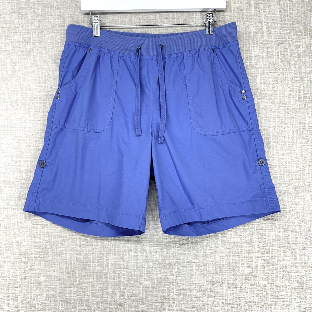 Dā-sh Shorts Womens Petite Large Blue Utility‎ Elastic Waist Drawstring Casual